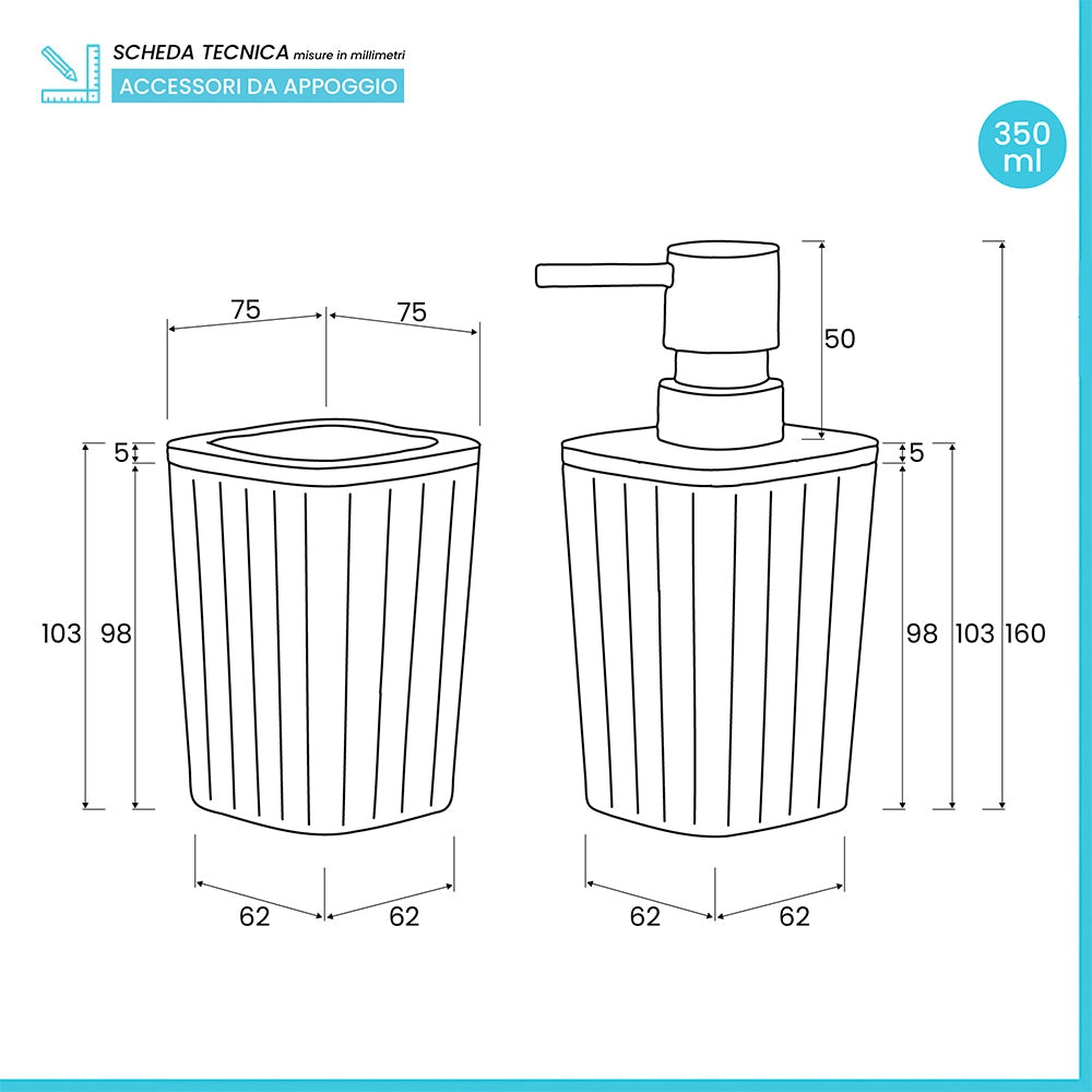 Set accessori bagno crema in plastica e bambù 5 pezzi – Show