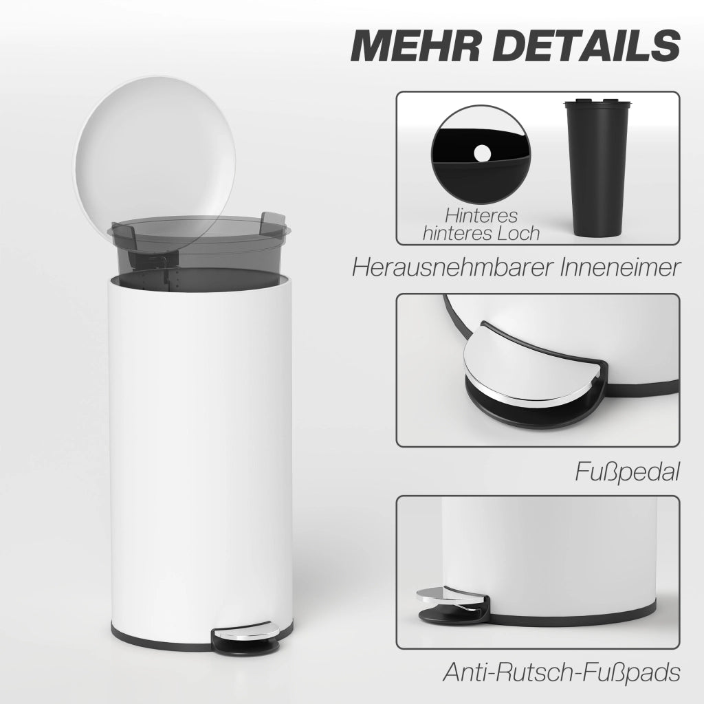 Secchio per Rifiuti 30L ¨C zephmum ¨C Cremewei?