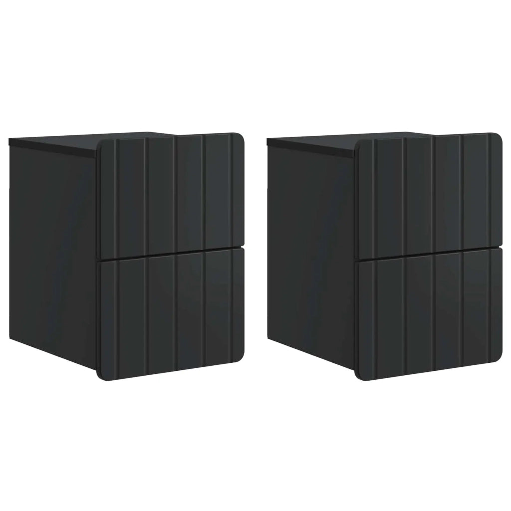 Mobiletto da notte a muro 2 pcs Nero 33 x 34,5 x 43 cm 898298