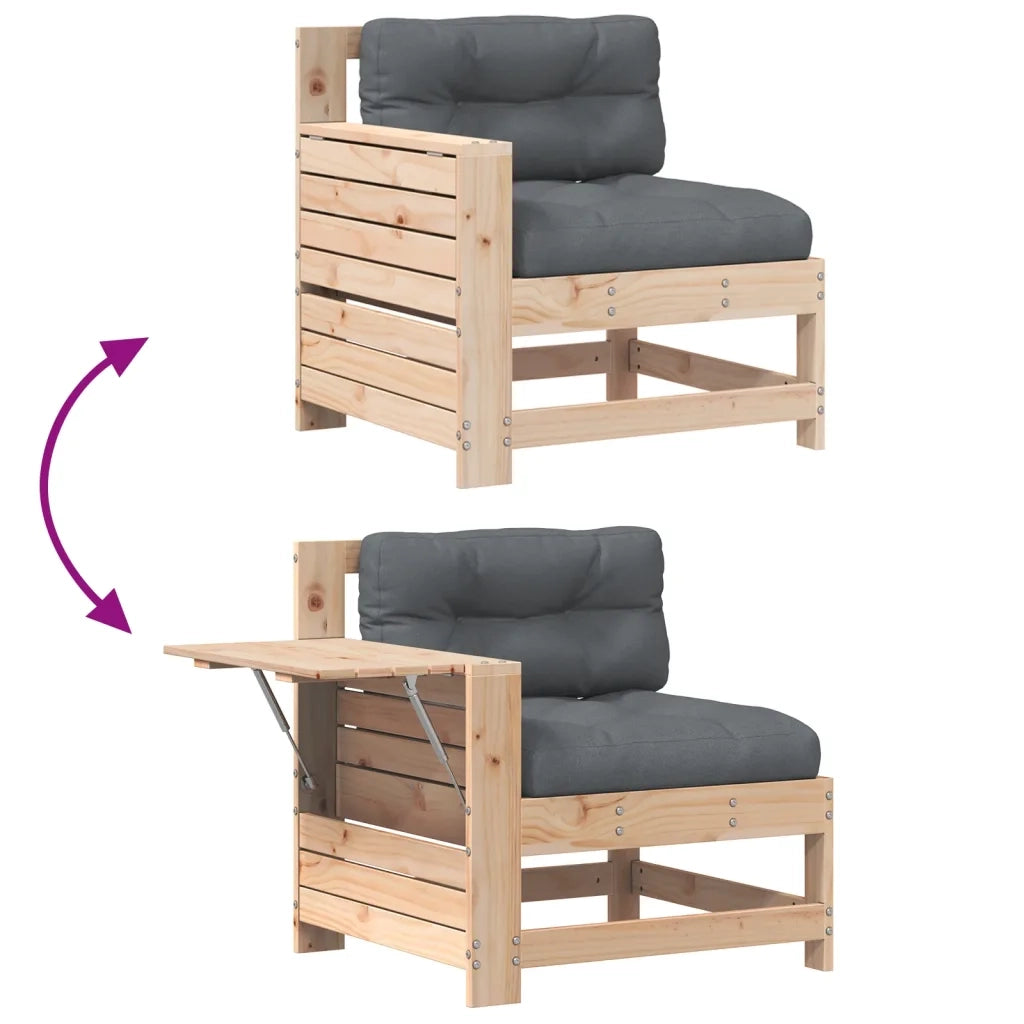 Divano Giardino Senza Braccioli con Cuscino-Sofa da Giardino-Divanetto da esterno Legno Massello Pino 445297