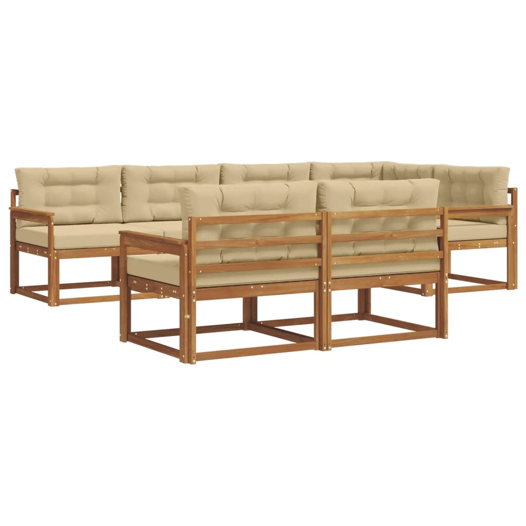 Set di divani da esterno con cuscino 7 pcs Naturale e Beige 3367711
