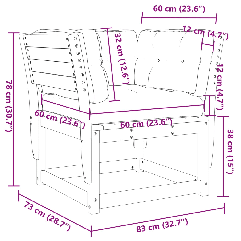 Divano Giardino Braccioli con Cuscini Legno di Pino Impregnato 844698