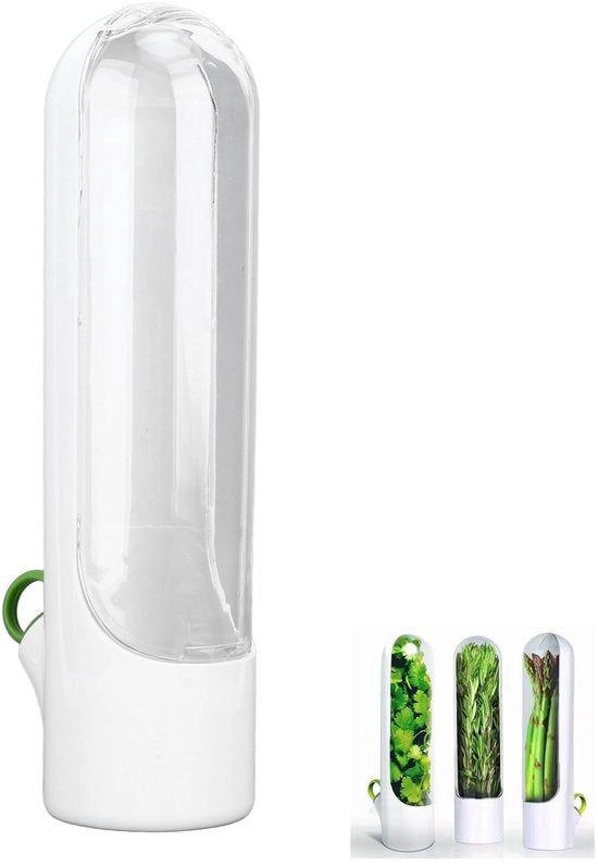 Contenitore per erbe con vetrata trasparente - Bevande per erbe - Estensione della vita alimentare - Antiverdure - Adatto per menta/petali di prezzemolo - Altezza 25cm - Contenitore per erbe