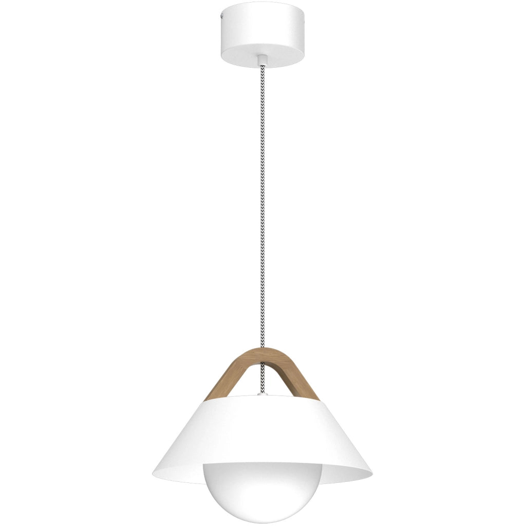 Lampada sospesa decorativa Funda bianca legno E27 Luminex