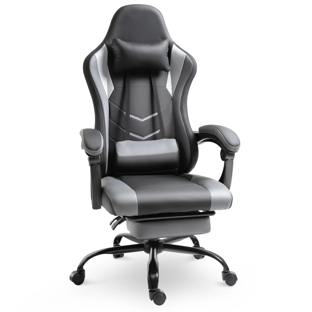 Sedia da ufficio ergonomica con Schienale reclinabile 160°, Poggiapiedi, Cuscino lombare, Schiuma Nero 62 × 52 × 122-128 cm