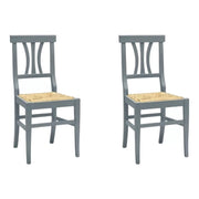 Set 2 sedie classiche legno grigio seduta paglia 43x42x90 - Mobili 2G