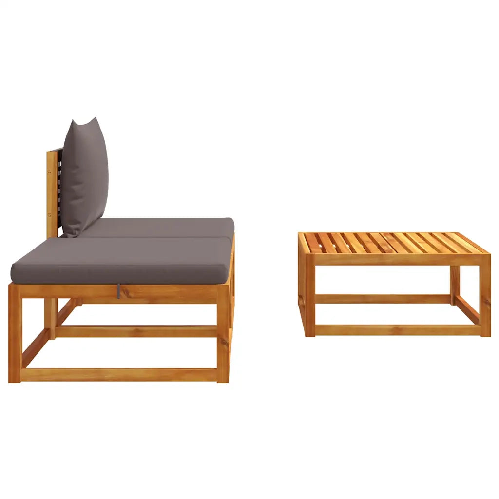 Set di divani da giardino 3 pz | Set Salotto da Giardino con cuscini in legno di acacia e rattan