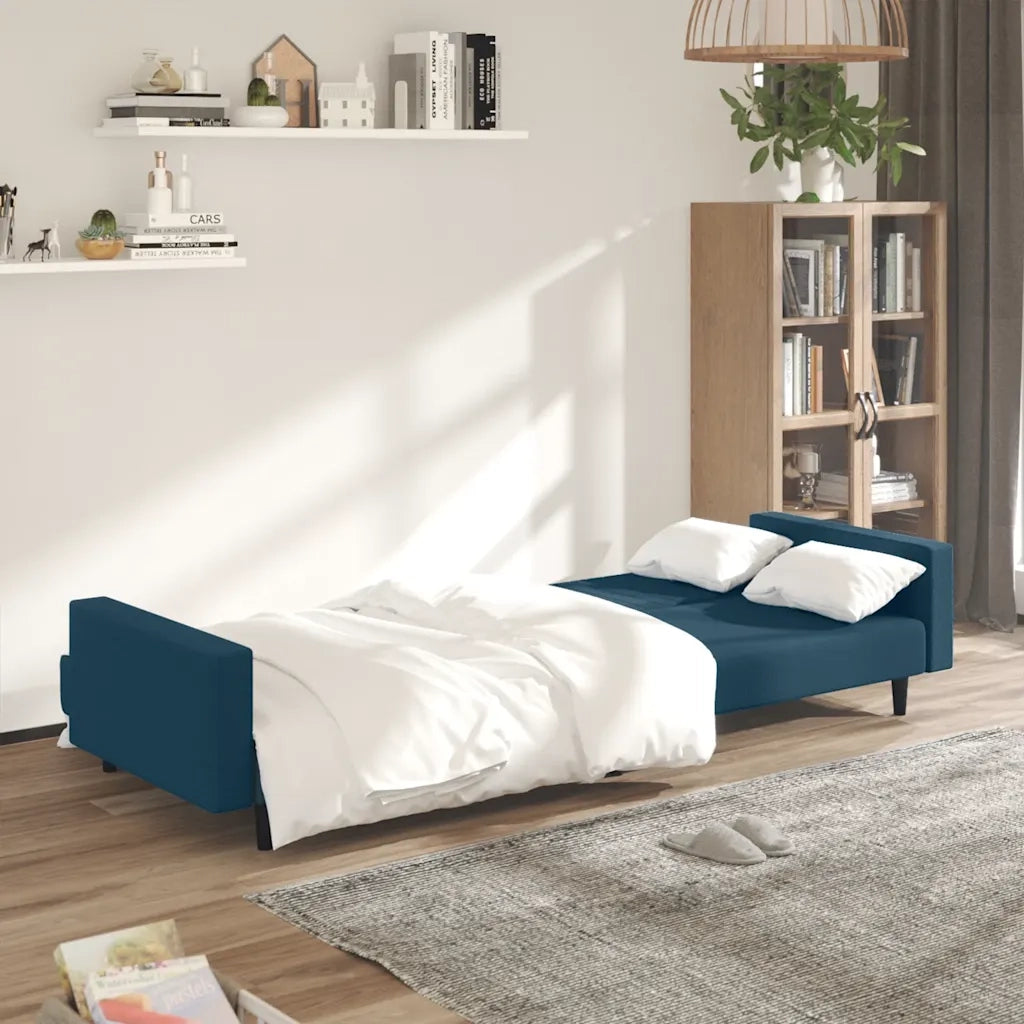 Divano Letto a 2 Posti-Sofa Letto 2 Posti-Daybed Blu in Velluto 190202