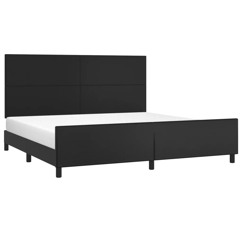 Giroletto con Testiera Nero 200x200 cm in Similpelle