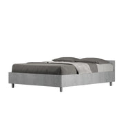 Letto Matrimoniale Francese 140x200 cm con Rete e Contenitore Nuamo Grigio