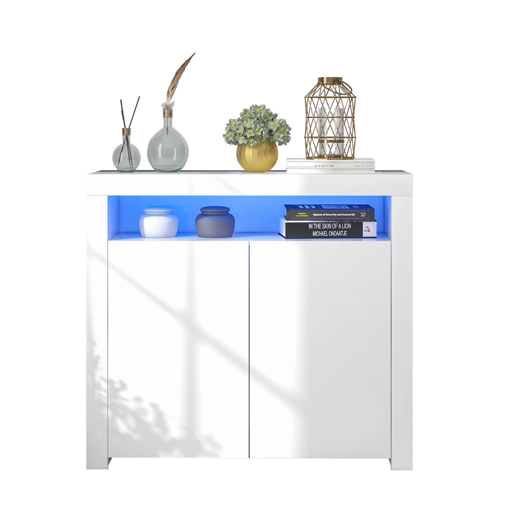 Com¨° Sideboard - Zephmum - Bianco lucido con luce LED