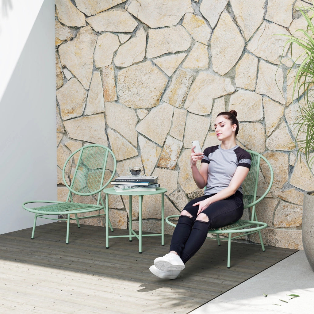 Set Bistrot 3 Pezzi in Polyrattan ¨C Minimal ¨C Grigio Verde