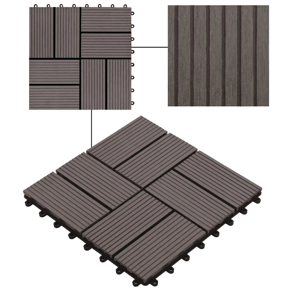 Piastrella per Decking 22 pz Marrone Scuro 30 x 30 cm WPC CFW1351803