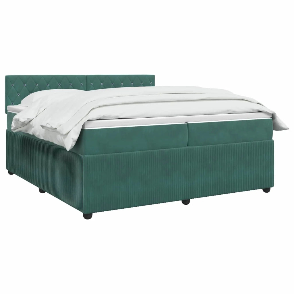 Letto box spring con materasso Verde Scuro 200 x 200 cm Velluto 3453206
