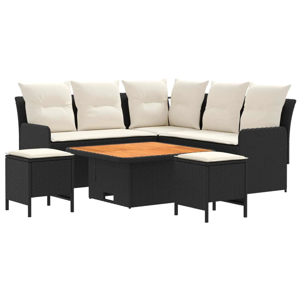 Set di Mobili con cuscino 6 pcs Nero e Crema Rattan in PE 3422182