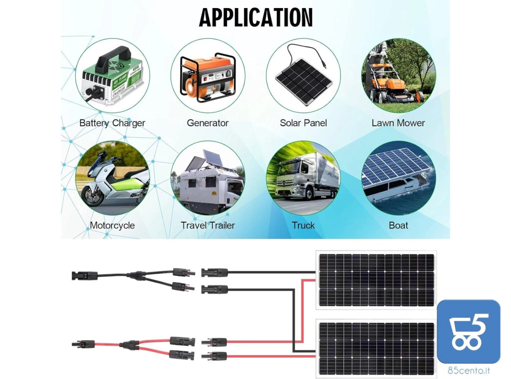 1 Paio Y-Connettori Del Pannello Solare Con Chiave Inglese per Cavi Accoppiatori