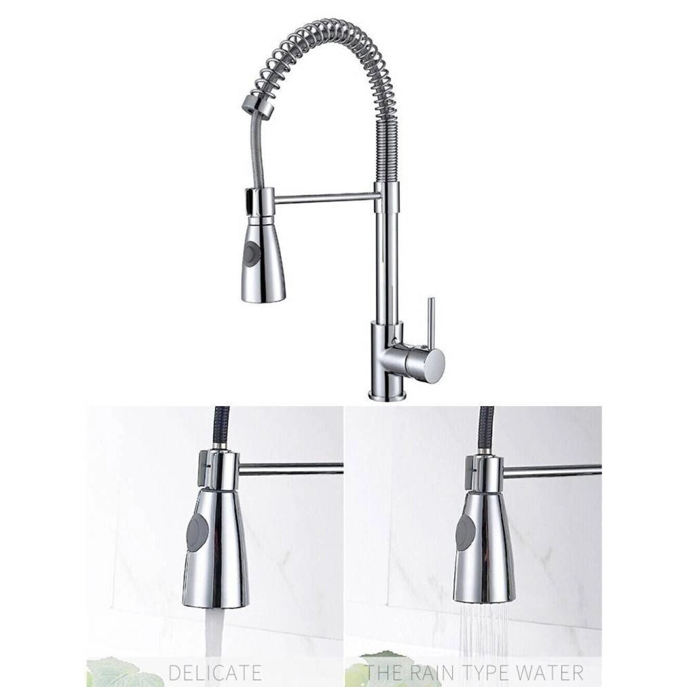 Trade Shop - Miscelatore Rubinetto Con Doccetta A Molla Canna Alta Isola Per Cucina 87464 -