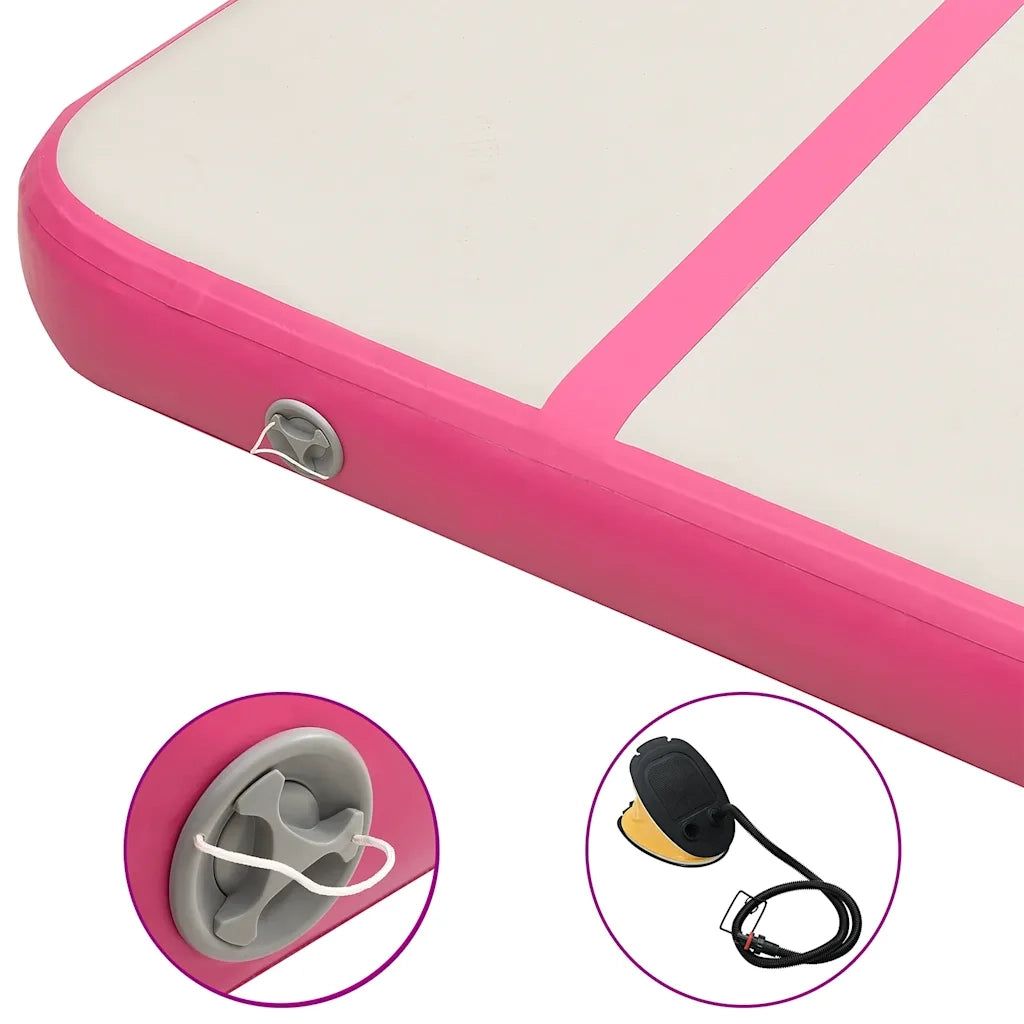 Tappetino Ginnastica Gonfiabile con Pompa 600x100x15cm PVC Rosa CFW1054745