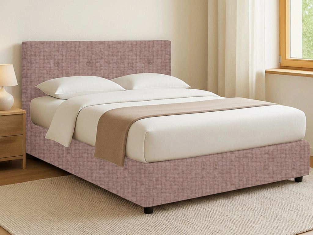 Luton, Letto Piazza e Mezza Sfoderabile Made in Italy, Rosa Antico