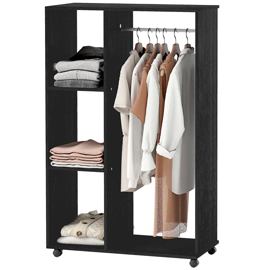 Armadio con Ruote e Appendiabiti ¨C Zephmum ¨C Nero 80x40x128 cm
