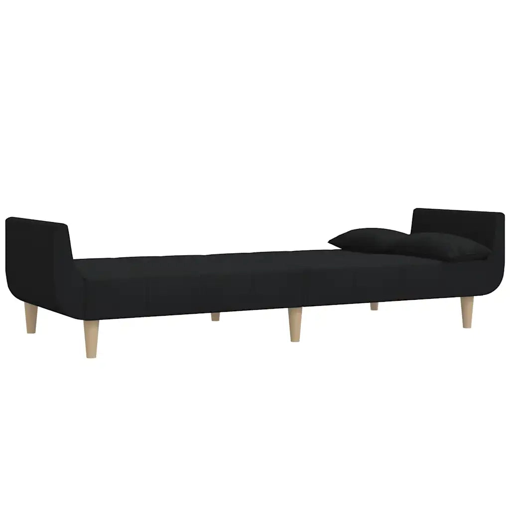 Divano Letto a 2 Posti con 2 Cuscini-Sofa Letto 2 Posti-Daybed Nero in Tessuto 973031
