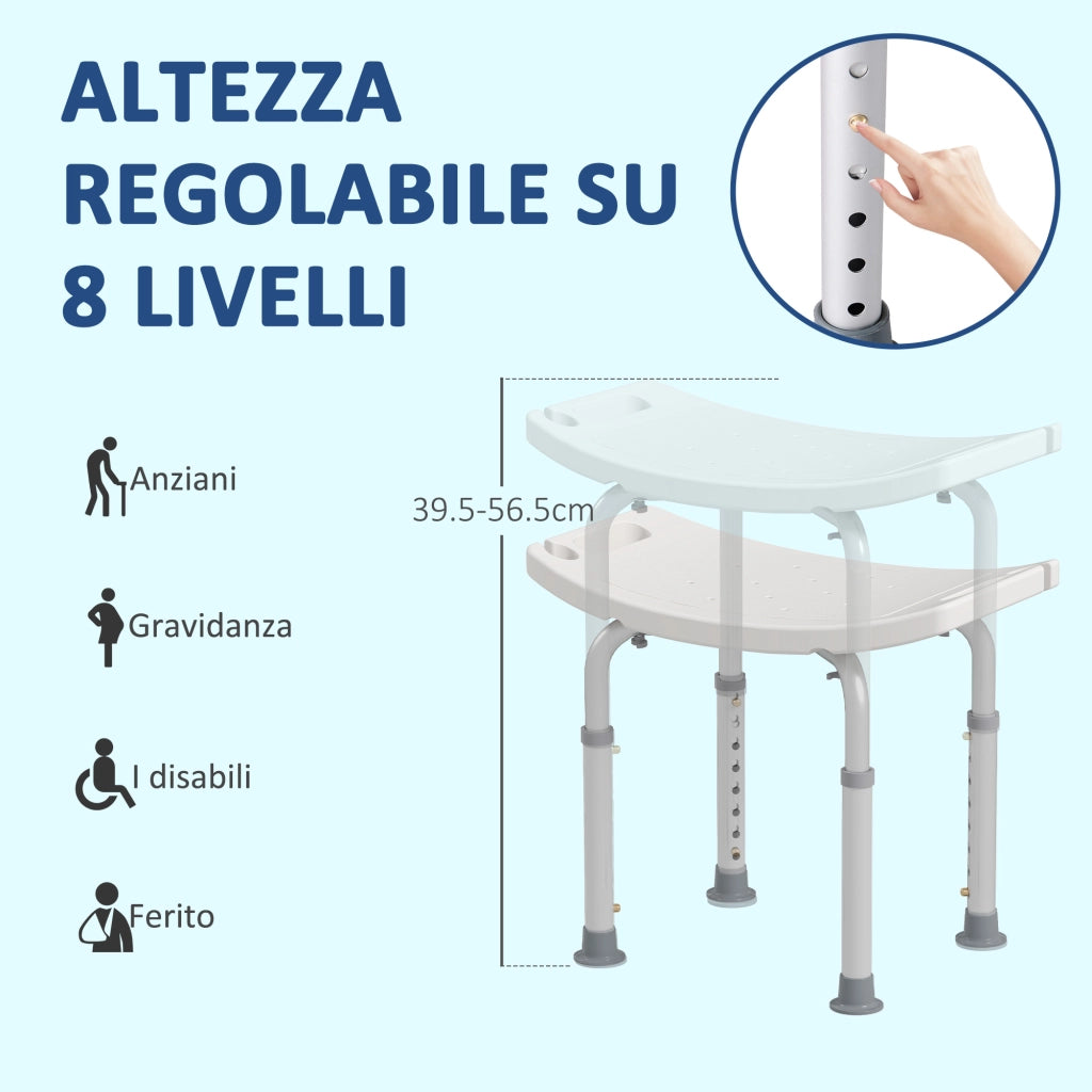Sgabello da Bagno Regolabile Antiscivolo ¨C Minimal ¨C Bianco