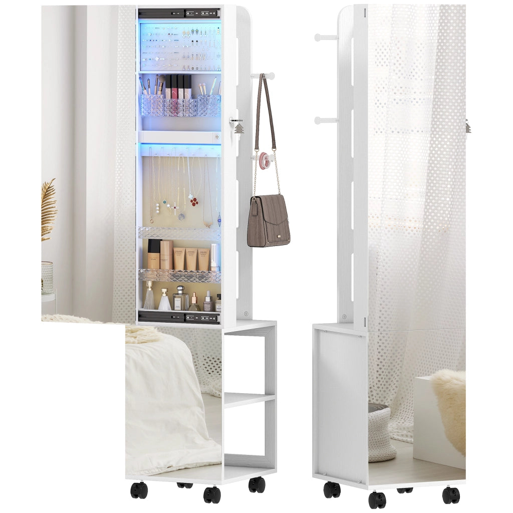 Armadio Specchio con Luci LED e Giro 360¡ã ¨C Minimal ¨C Bianco Beige
