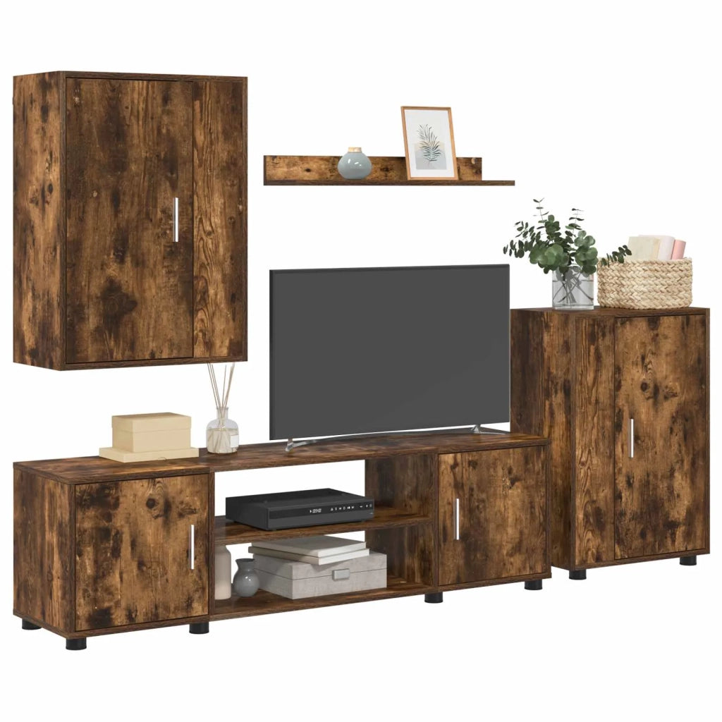 Set mobile TV 4 pcs Rovo affumicato Legno multistrato 3397900