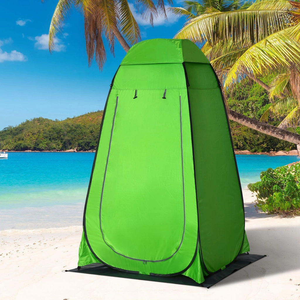 Tenda Doccia da Campeggio-Tenda da esterno per Esterni con Porta a Cerniera, Borsa, Portaoggetti e Gancio, 126x124x189cm, Verde