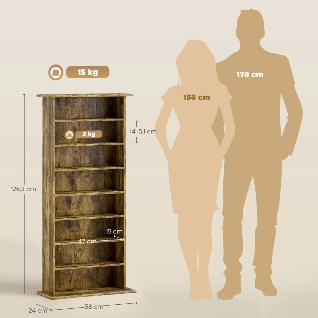 Libreria per CD e DVD con 8 scomparti e 6 ripiani regolabili ¨C Minimal ¨C Marrone