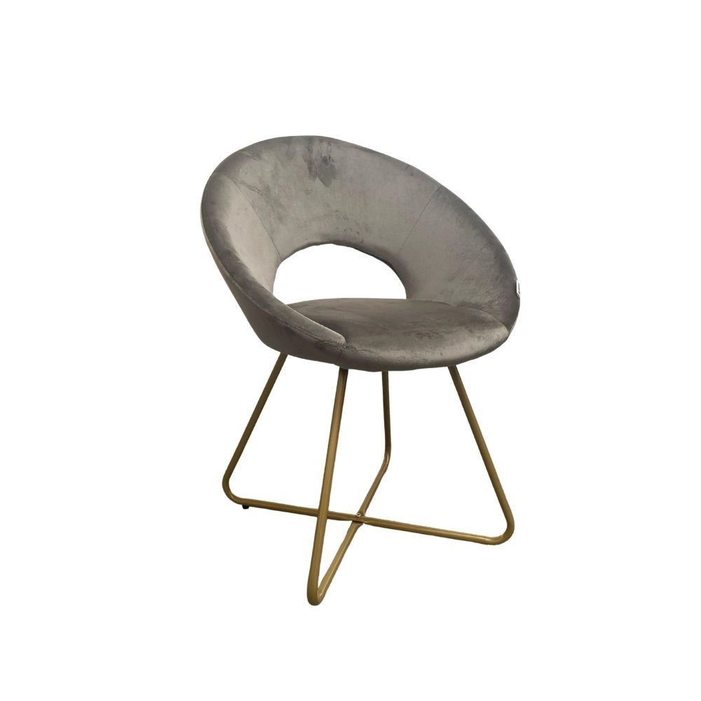 Set 2 poltroncine da salotto Etere velluto grigio e gambe oro