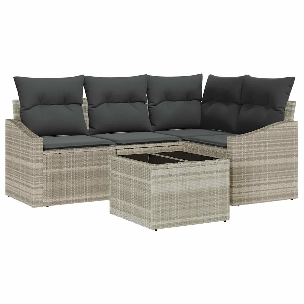 Set di divani con cuscino 5 pcs Grigio chiaro polyrattan
