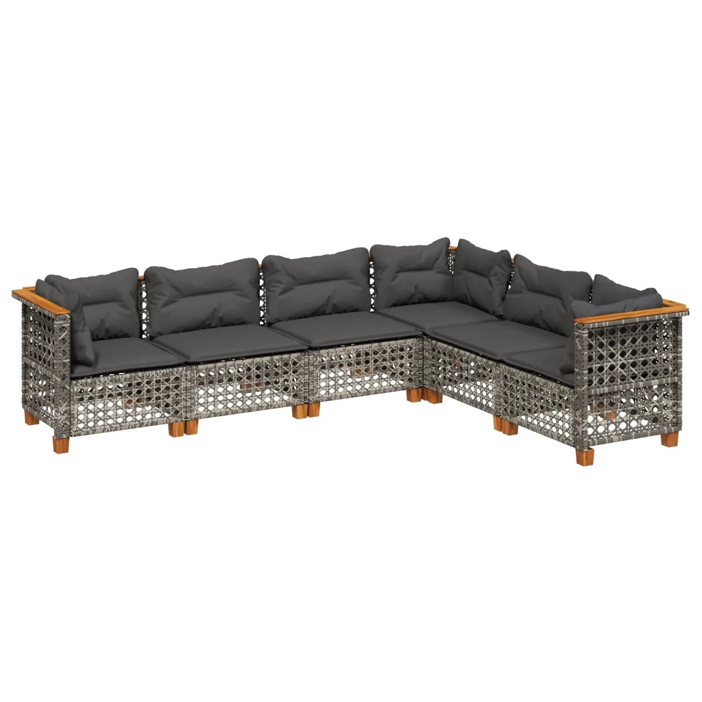 Set Divano da Giardino 6 pz con Cuscini Grigio in Polyrattan 3261861