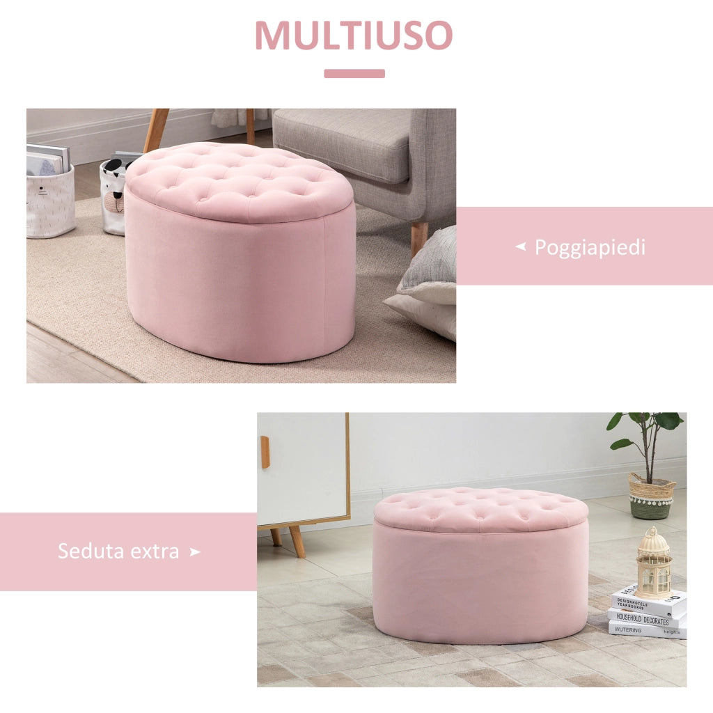 Pouf Contenitore Imbottito in Velluto ¨C Zephmum ¨C Rosa