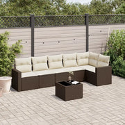 Set Divani da Giardino 7 pz con Cuscini Marrone in Polyrattan 3251340