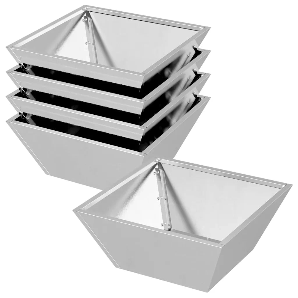 Fioriere | Cassetta per fiori | Vaso da giardino 5 pz Argento 40 x 40 x 15 cm