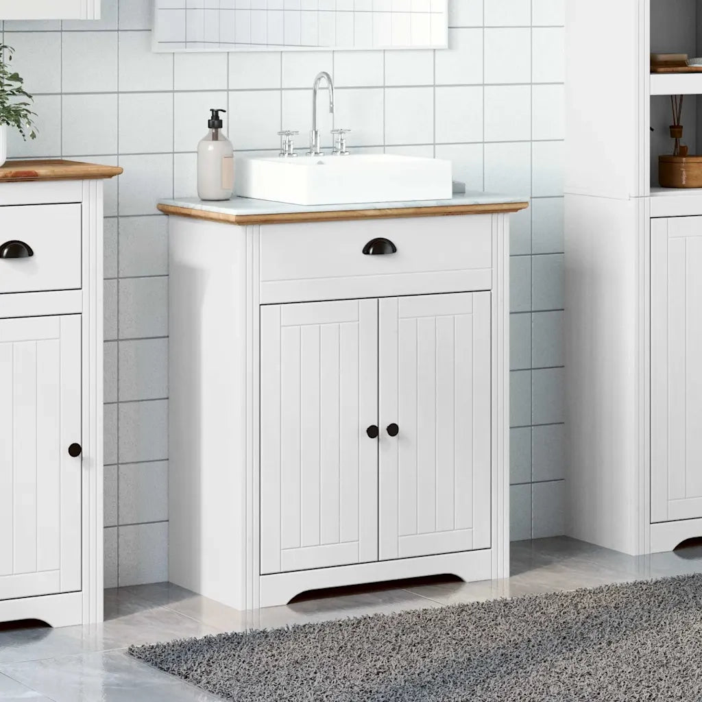 Mobile Lavabo da Bagno BODO Bianco e Marrone 70x35x80 cm 4016864