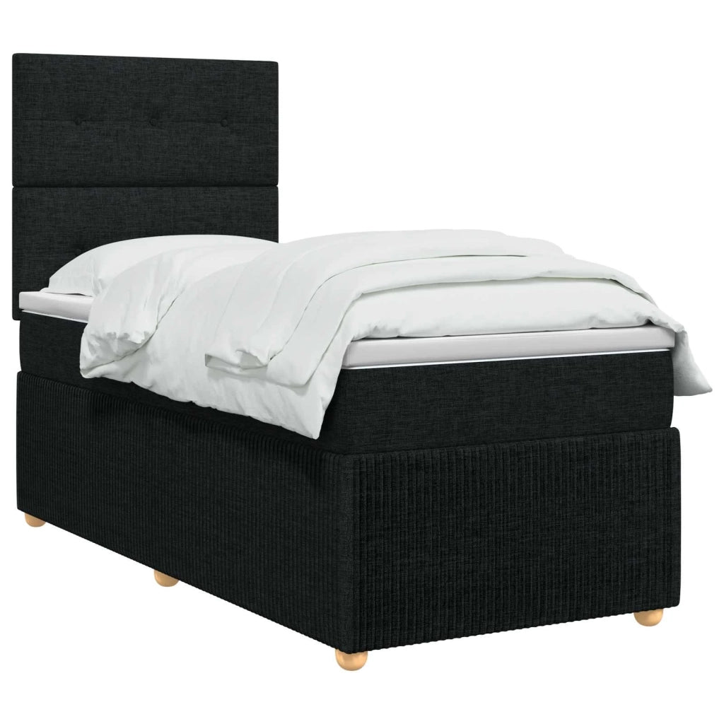 Letto box spring con materasso Nero 90 x 200 cm Tessuto 3454307