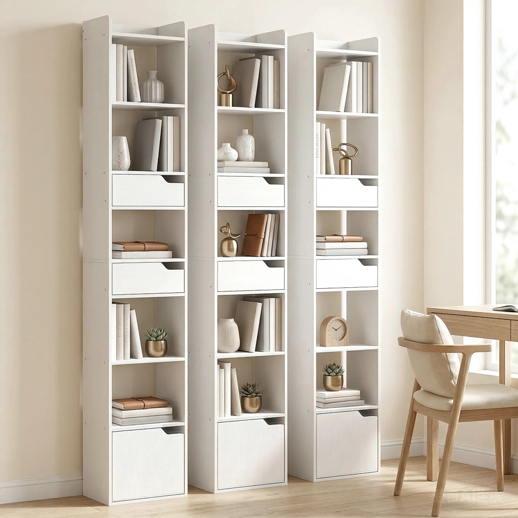 Libreria con ante e cassetti ¨C Minimal ¨C bianco 32x24x181.5