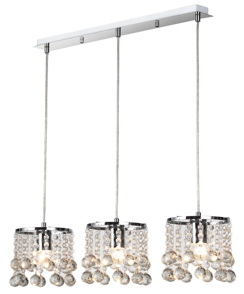 Lampadario London Crystal 3 luci E14 cromo Reality