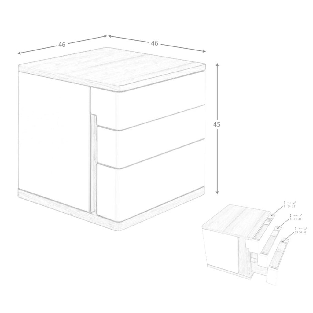 Comodino in legno grigio e noce