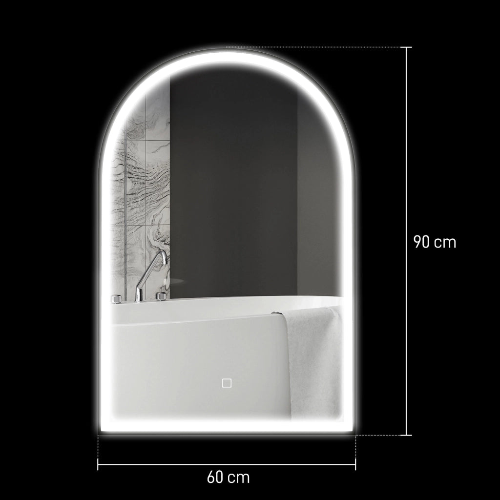 Specchio LED da Bagno ¨C zephmum ¨C 90x60cm Bianco Grigio Nero