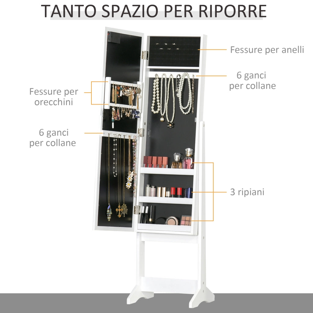 Armadio con Specchio e Luci LED ¨C Minimal ¨C Bianco 36x30x136 cm