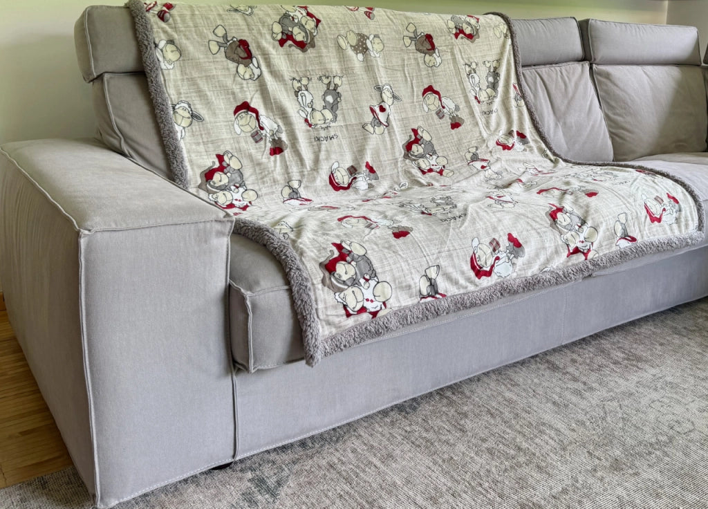 Plaid Morbido Stampato Coperta Calda Inverno Divano Sherpa Disegno Pecorelle - 130x160 - Pecorelle