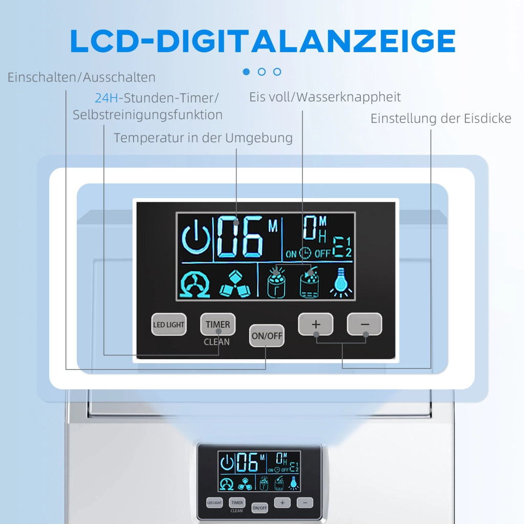 Macchina per ghiaccio commerciale con illuminazione LED e display - Xylo - Argento