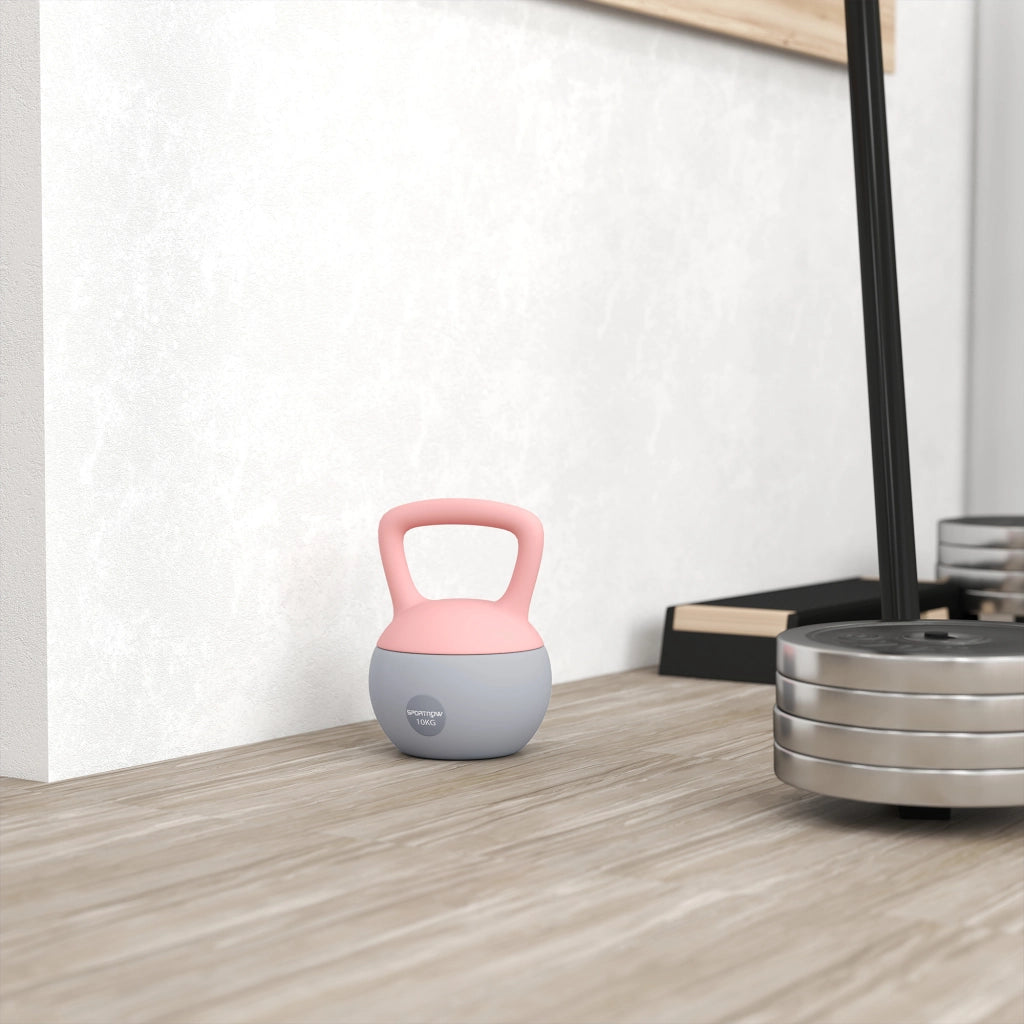 Kettlebell 10 kg ¨C Minimal ¨C Rosa e Grigio 21x21x30 cm