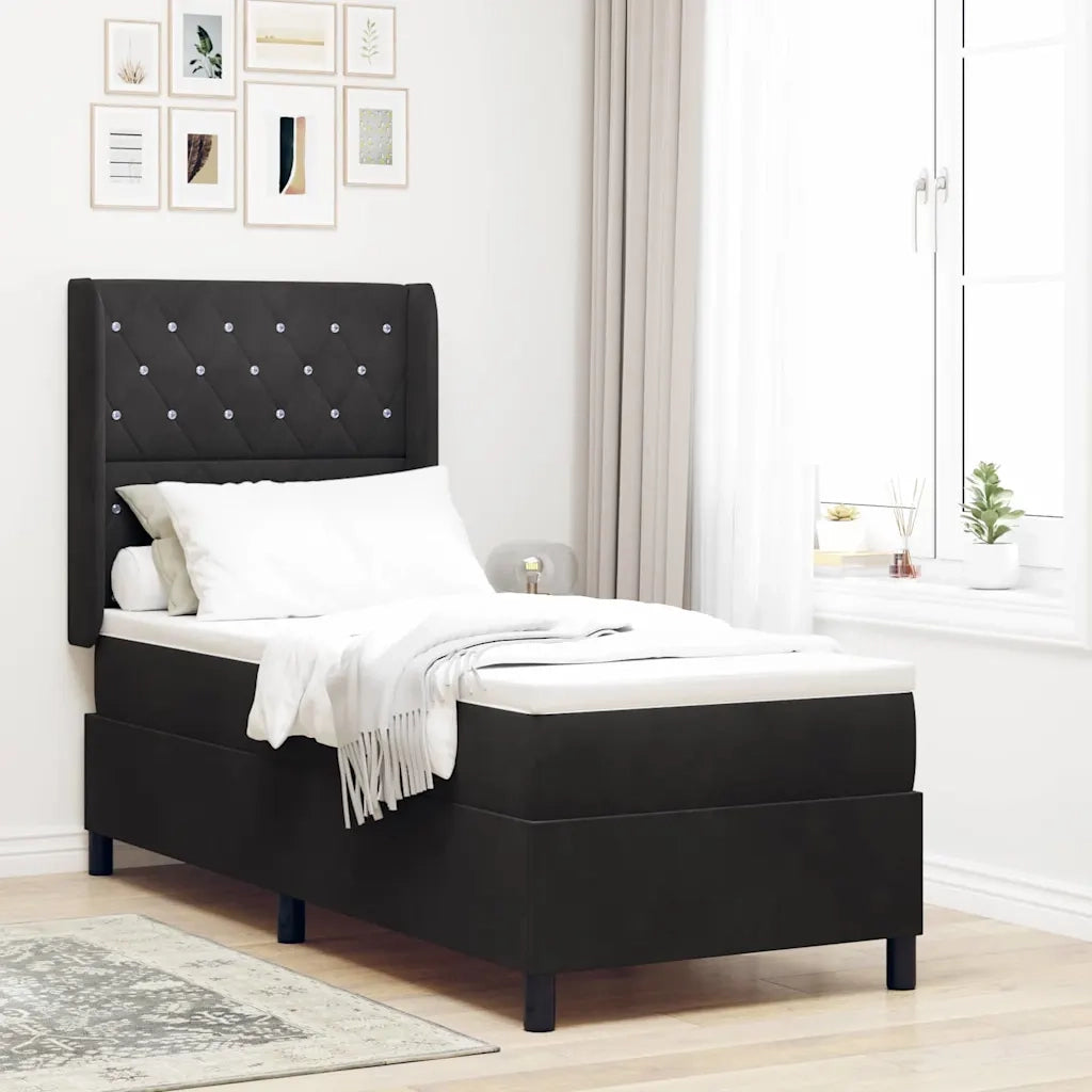 Letto a molle con materasso Nero 80 x 200 cm Velluto 3341926