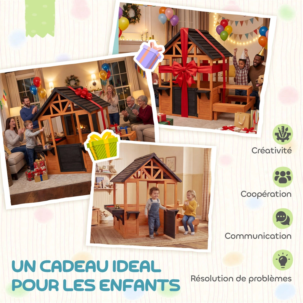 Casetta per bambini giardino in legno ¨C Minimal ¨C marrone