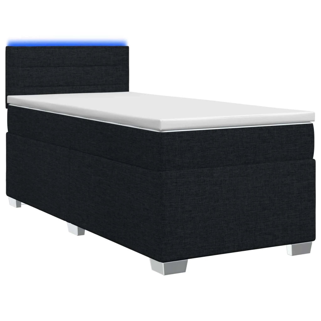 Letto con Box Spring, Materasso e LED Nero 90 x 200 cm Tessuto 3451849
