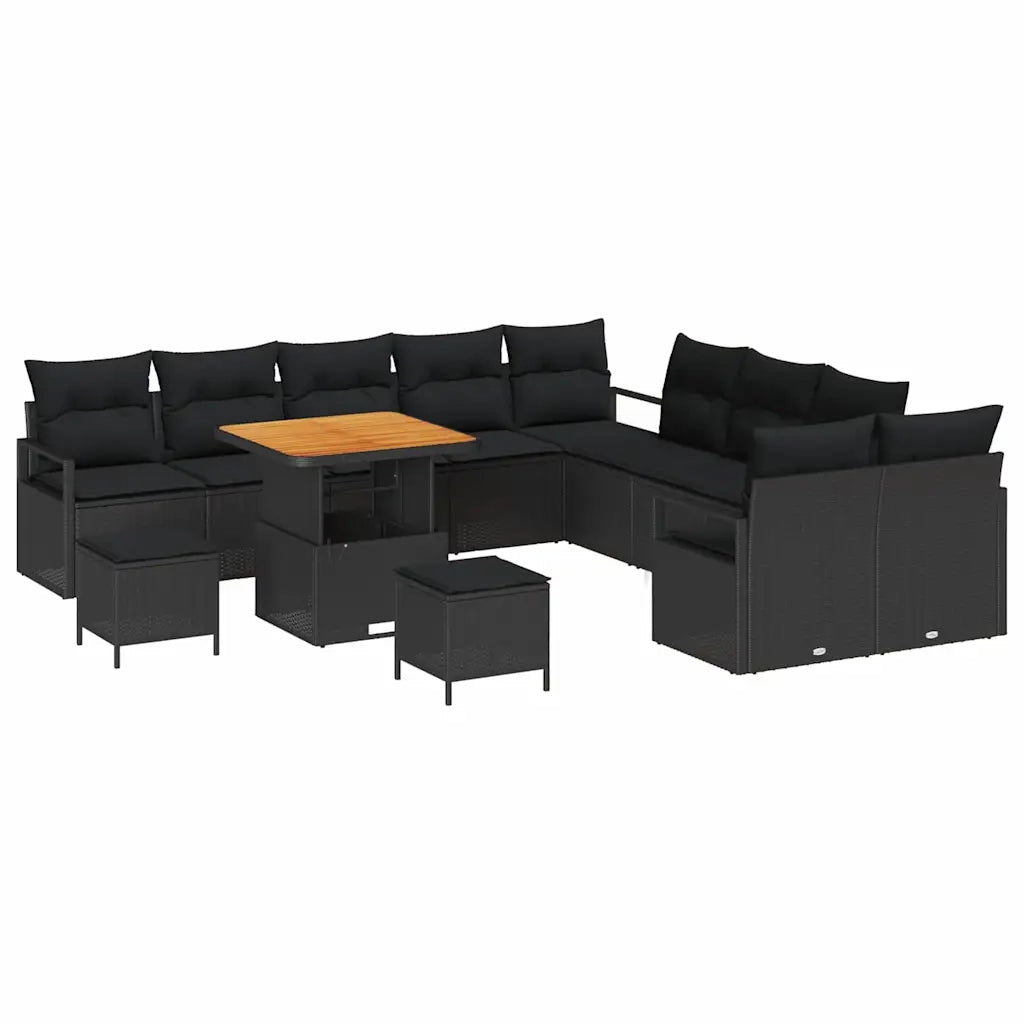 Set Divano da Giardino con cuscino 13 pcs Nero 3364529